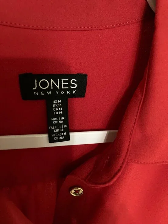 JONES NEW YORK WOMENS SIDE-BUTTON SHIRTTAIL DEEP ROUGE M  NWT - Picture 5 of 8